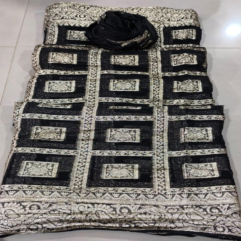 Viscose Georgette Bjp Zari SareeBlack