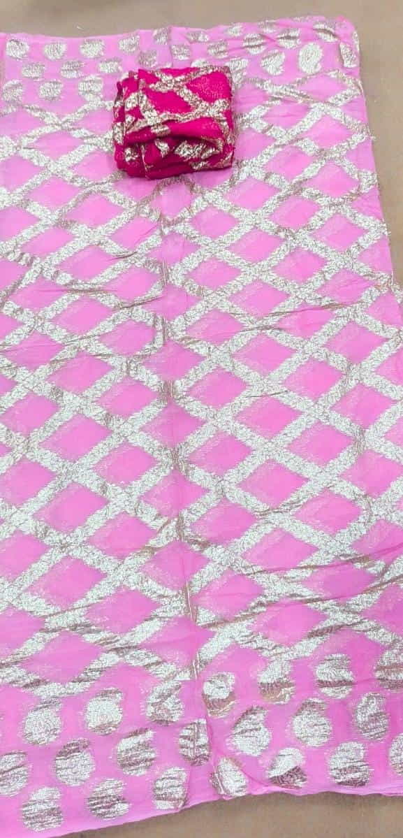 Pure Viscose Georgette Heavy Zari Border SareePink