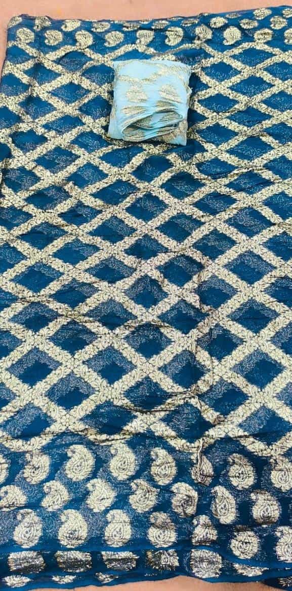 Pure Viscose Georgette Heavy Zari Border SareeLavendar