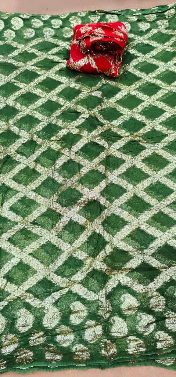 Pure Viscose Georgette Heavy Zari Border SareeGreen