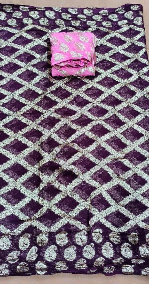 Pure Viscose Georgette Heavy Zari Border SareeViolet