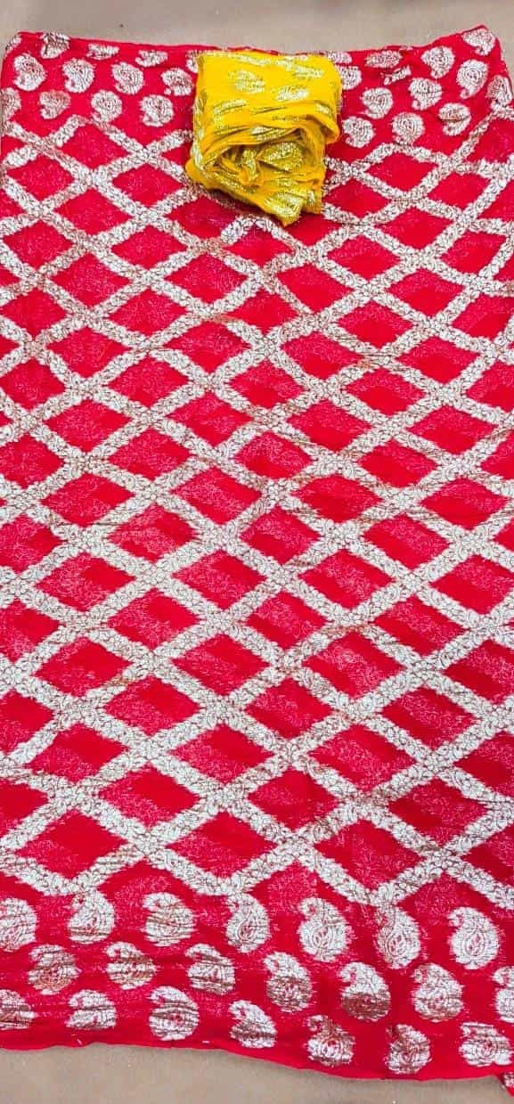 Pure Viscose Georgette Heavy Zari Border SareeRed