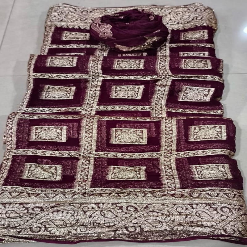 Viscose Georgette Bjp Zari SareeBrown