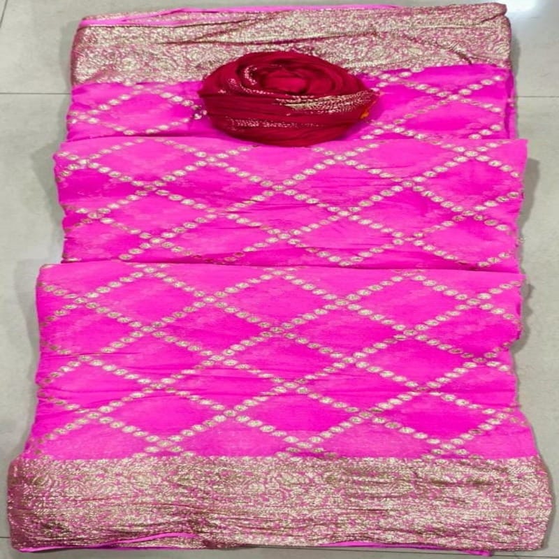 dola mina zari saree, Pink