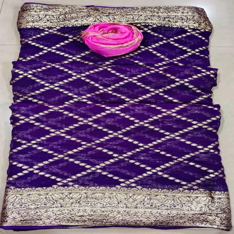 dola mina zari saree, Violet