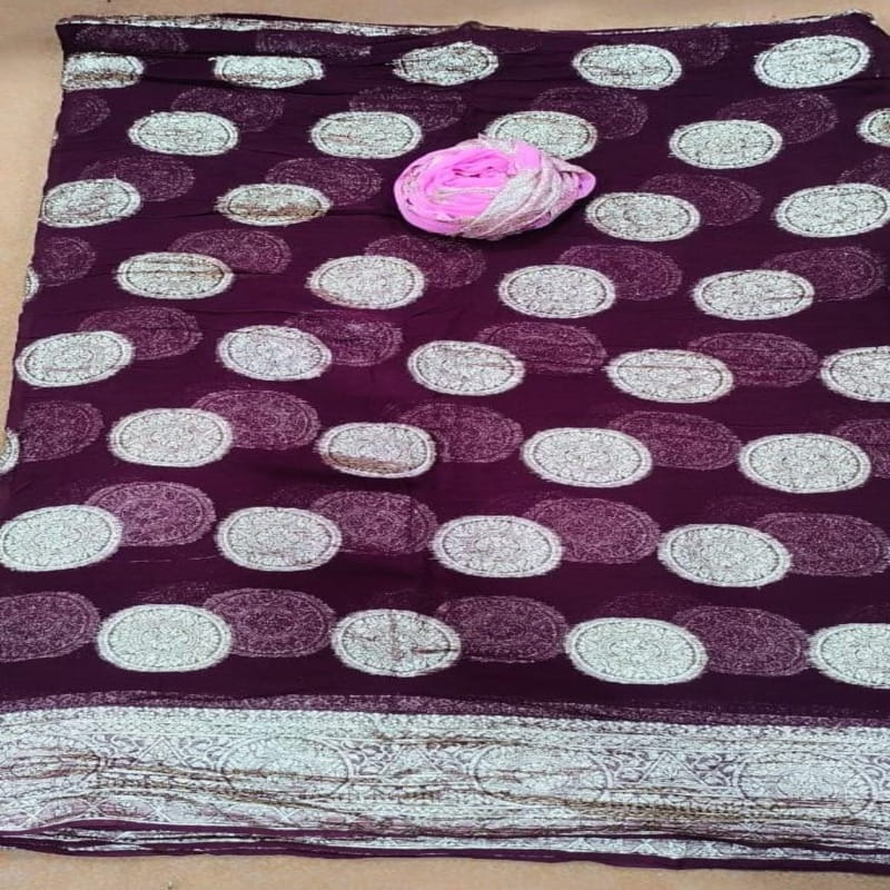 Pure Viscose Georgette Havi  Zari Border Fabric Saree, WINE