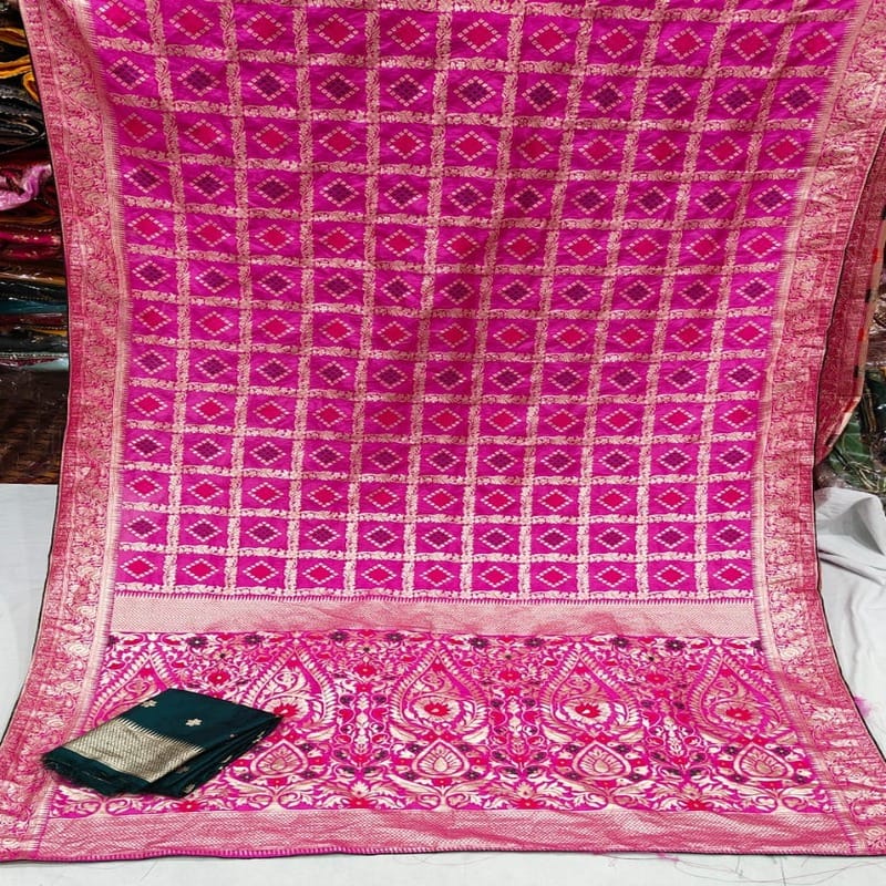pure viscose Georgette  zari checks fabric, Rani