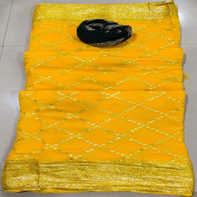 dola mina zari saree, Yellow