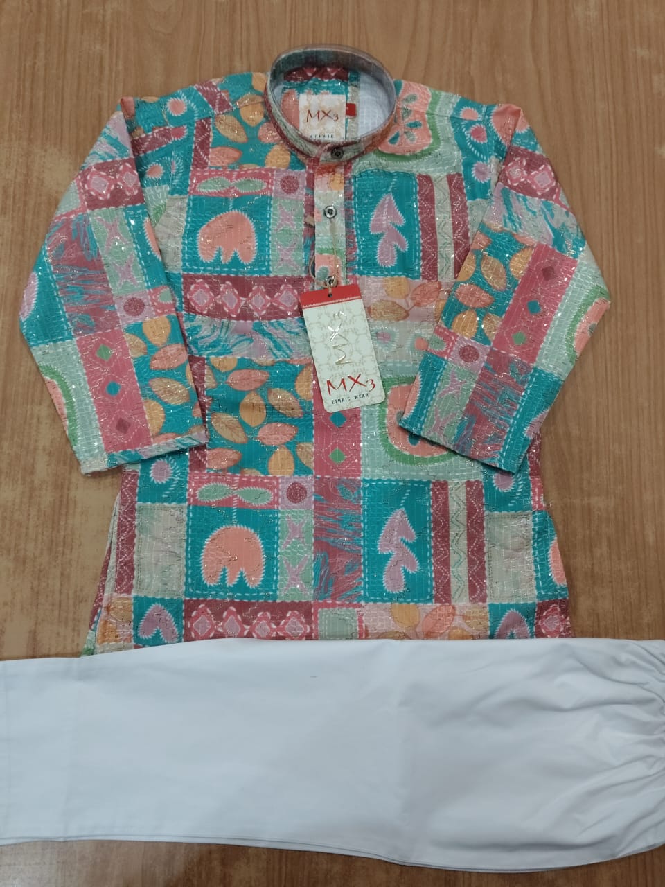 Textured Kurta Pyjama SetTan Color, 4
