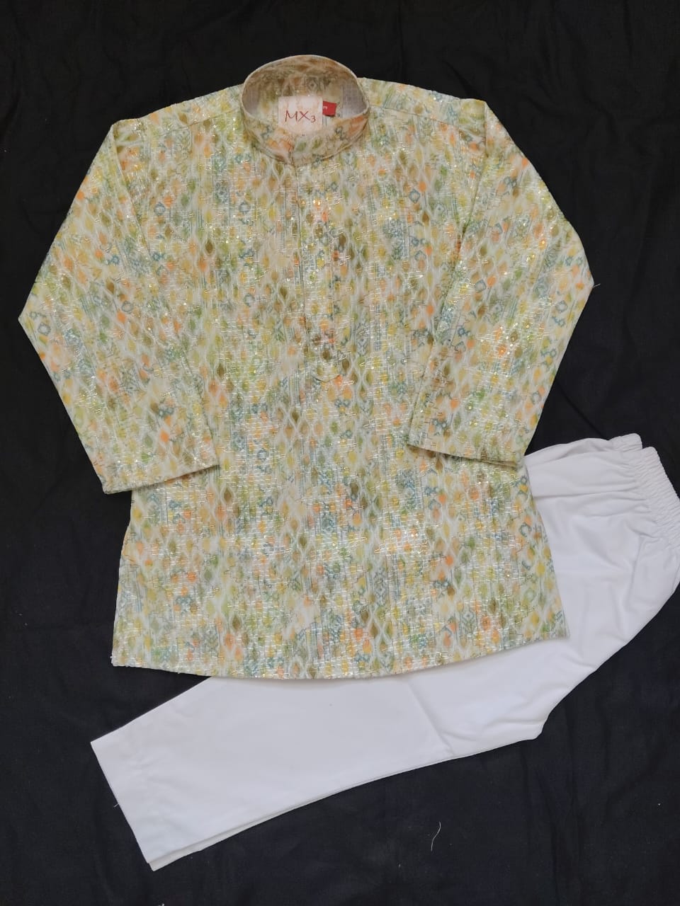 Textured Kurta Pyjama SetLight Cream, 10