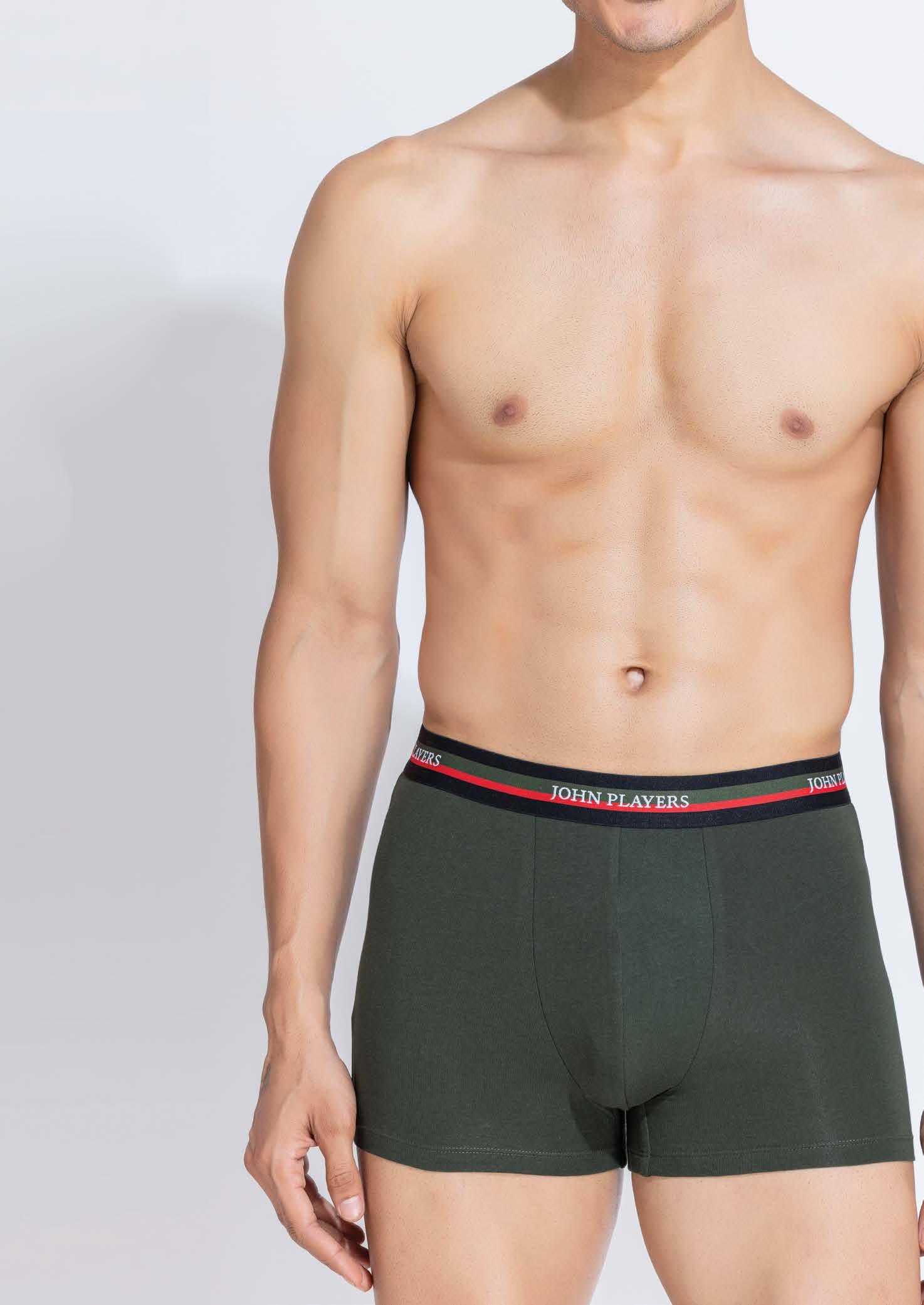 JTK 036 Men's Trunk with Striped Waistband, Blue, M