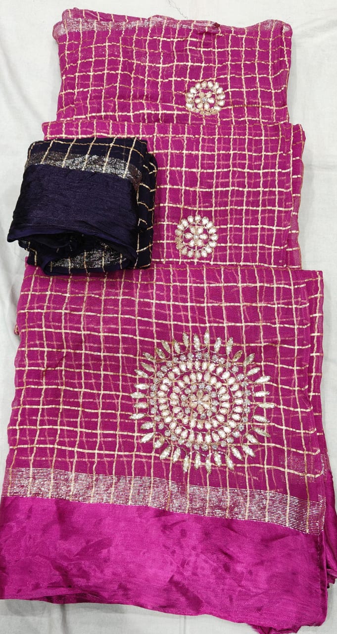 Designer Sequin Sun Motif Party Wear Saree with Blouse PiecePink
