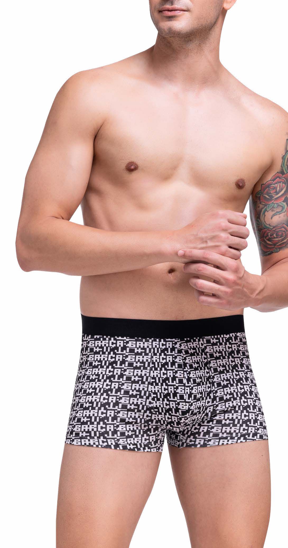 JTK050 Champion Cotton Trunk with All-Over Graphic Print, Black-White, L