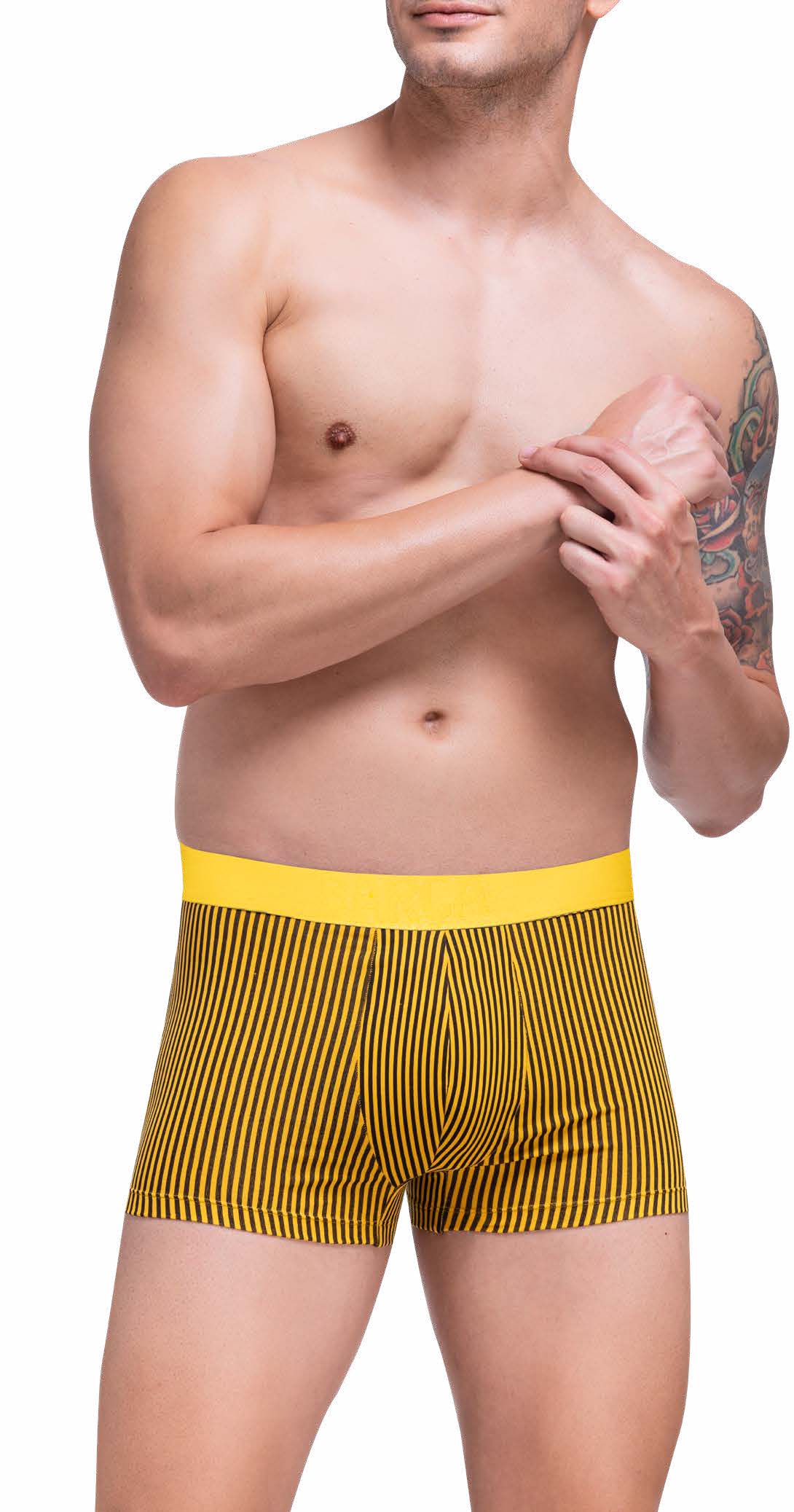 JTK048 Champion Cotton Trunk with Vertical Stripe Design, Yellow, XL