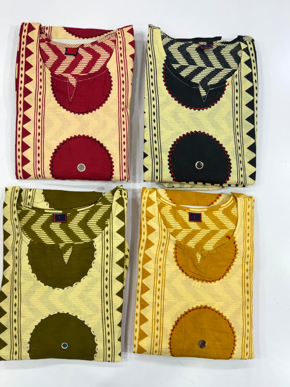 Women's Tribal Circle Print Cotton Kurti – Multi-Color Casual Ethnic Wear