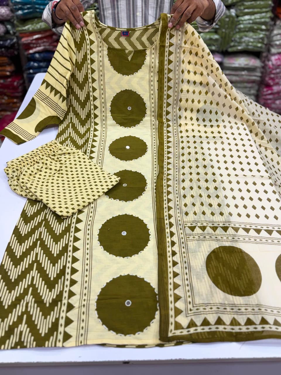 Women's Tribal Circle Print Cotton Kurti – Multi-Color Casual Ethnic Wear