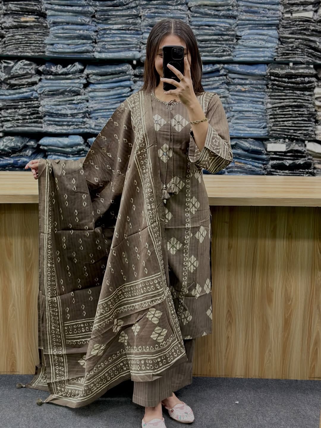 Women's Hand Block Print Cotton Kurta Pant Dupatta Set – Ethnic Straight Fit Suit Set