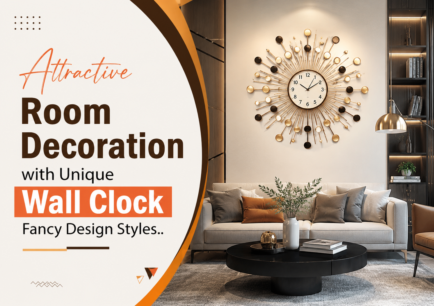 Attractive Room Decoration with Unique Wall Clock Fancy Design Styles