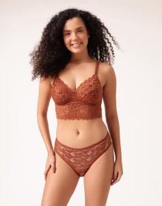 Clovia Lace Longline Padded Bra & Brief Set BR|MP1785