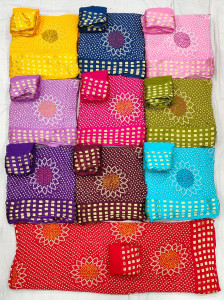 Pure Satranj Star Chunri Bandhej Saree