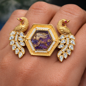 Royal Peacock Amethyst Statement Ring