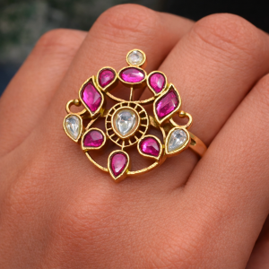 Ruby Radiance Floral Ring