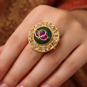 Royal Emerald Bloom Statement Ring