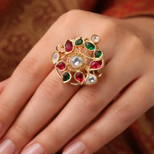 Navratna Bloom Floral Ring