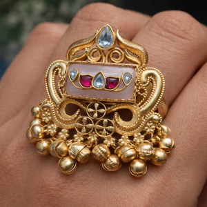 Royal Jhumki Charm Statement Ring with Ghungroo Drops
