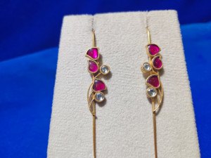 Ruby & Kundan Vine Gold Tone Long Drop Earrings