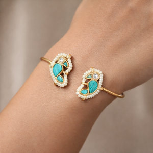 Antique Turquoise Paisley Open Cuff Bracelet