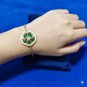 Emerald Petal Gold Floral Bracelet