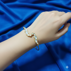 Elegant Leaf Design Stone Bracelet for Women