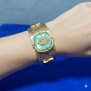 Royal Green Stone Antique Cuff Bracelet