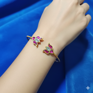 Ruby Lotus Gold Tone Designer Bracelet