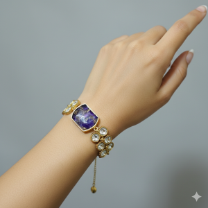 Kundan Bracelet with Purple Stone Centerpiece