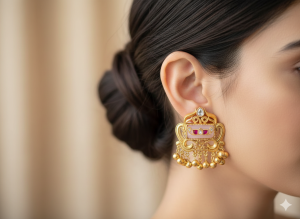 Royal Pink Enamel Kundan Ghungroo Stud Earrings
