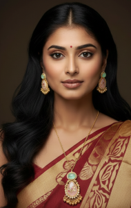 Pastel Green & Blush Floral Enamel Gold-Tone Pendant Necklace Set with Ghungroo Drops