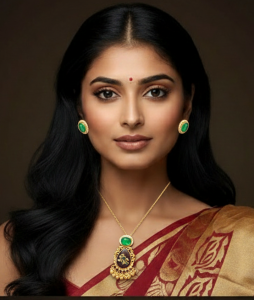 Emerald Royale Antique Gold Pendant Necklace Set