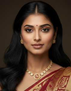 Hexagon Ruby Kundan Gold-Tone Statement Necklace Set