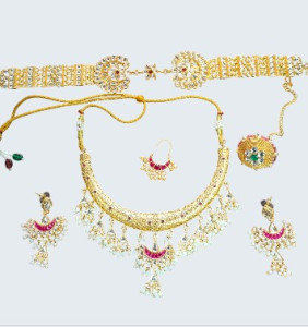 Royal Heritage Gold-Plated Bridal Jewelry Set with Kamarbandh