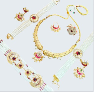 Maharani Pearl & Kundan Bridal Jewelry Set with Choker and Waist Belt