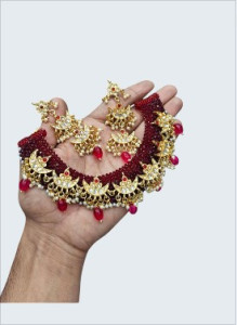 Regal Maroon & Gold Lakshmi Bridal Choker Necklace Set