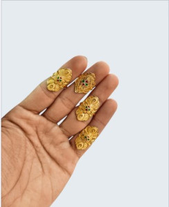Traditional Gold-Toned Floral Stone Adjustable Ring for Women