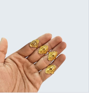 Traditional Gold-Toned Floral Paisley Adjustable Ring