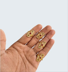 Traditional Gold-Tone Ruby Floral Adjustable Rings (Set of 4)