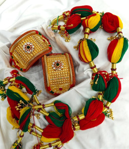 Royal Tricolor Bridal Baju Pochi & Dori Combo Set