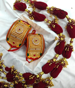 Maharani Maroon Bridal Baju Pochi & Designer Latkan Dori Set