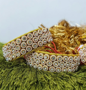 Royal Kundan Pearl Studded Baju Pochi (Traditional Wrist Kada)