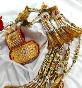 Rajsi Peacock Motif Bridal Baju Pochi & Designer Tassel Dori Set